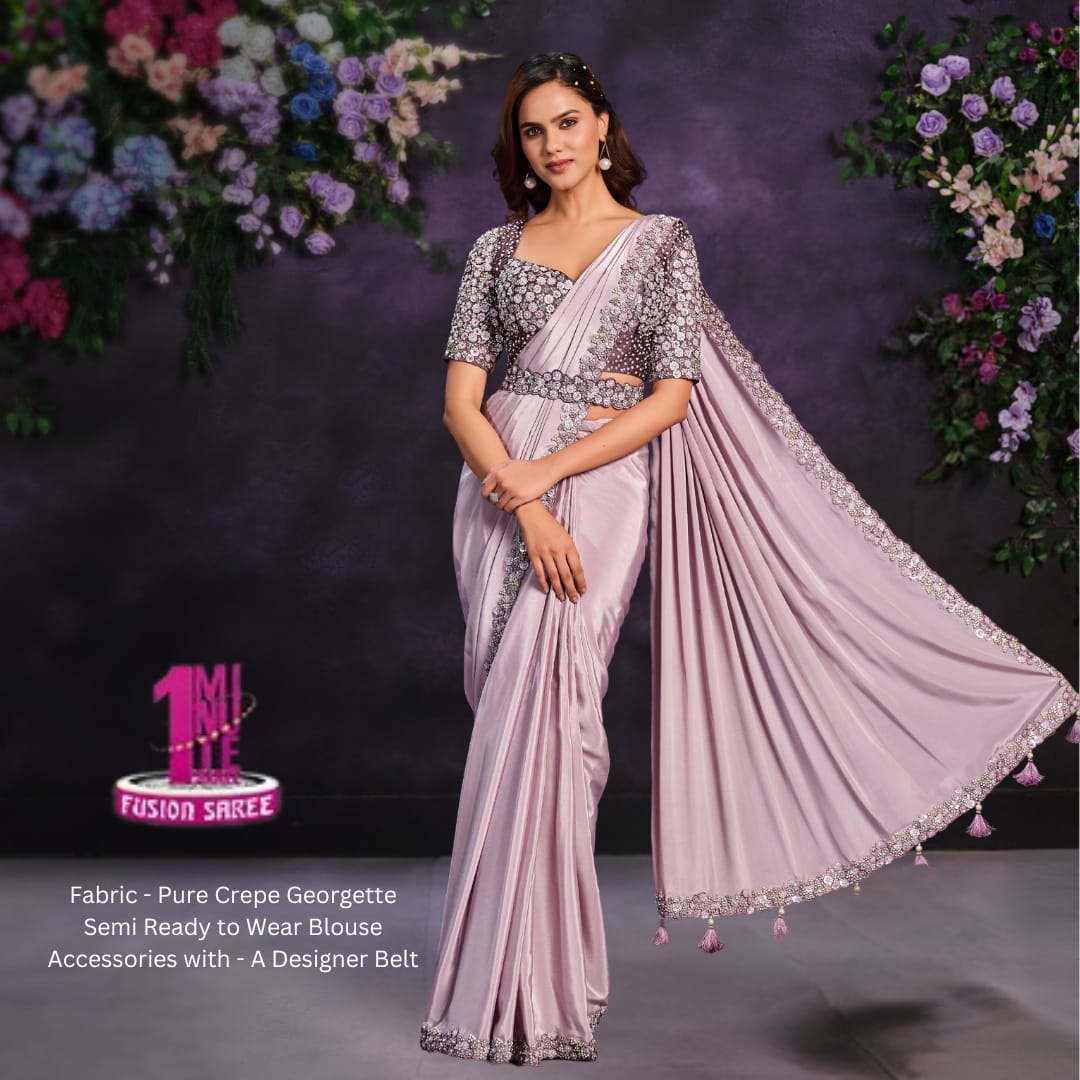 Lavender 1 minute wear Riona Saree