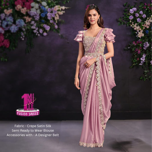 Light Pink 1 minute wear Riona Saree