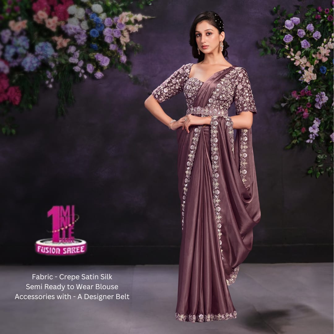 Mauve 1 minutes wear Riona Saree