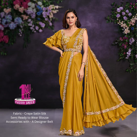 Yellow 1 minutes wear Riona Saree