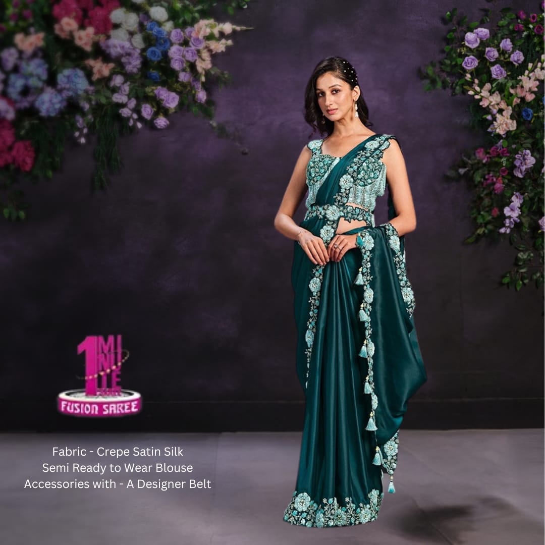 Ocean Green 1 minutes wear Riona Saree