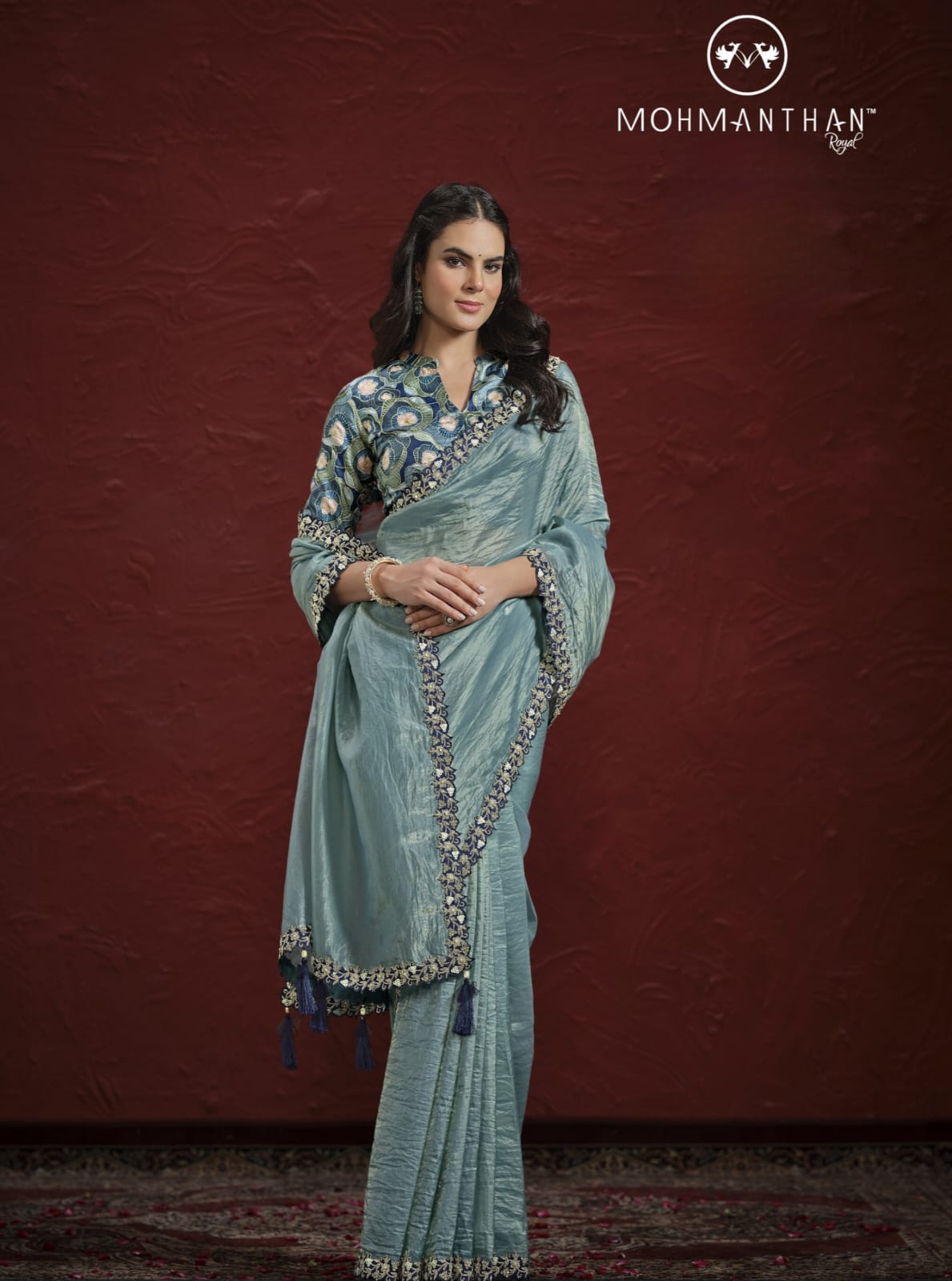 Light Blue Paper silk Saree