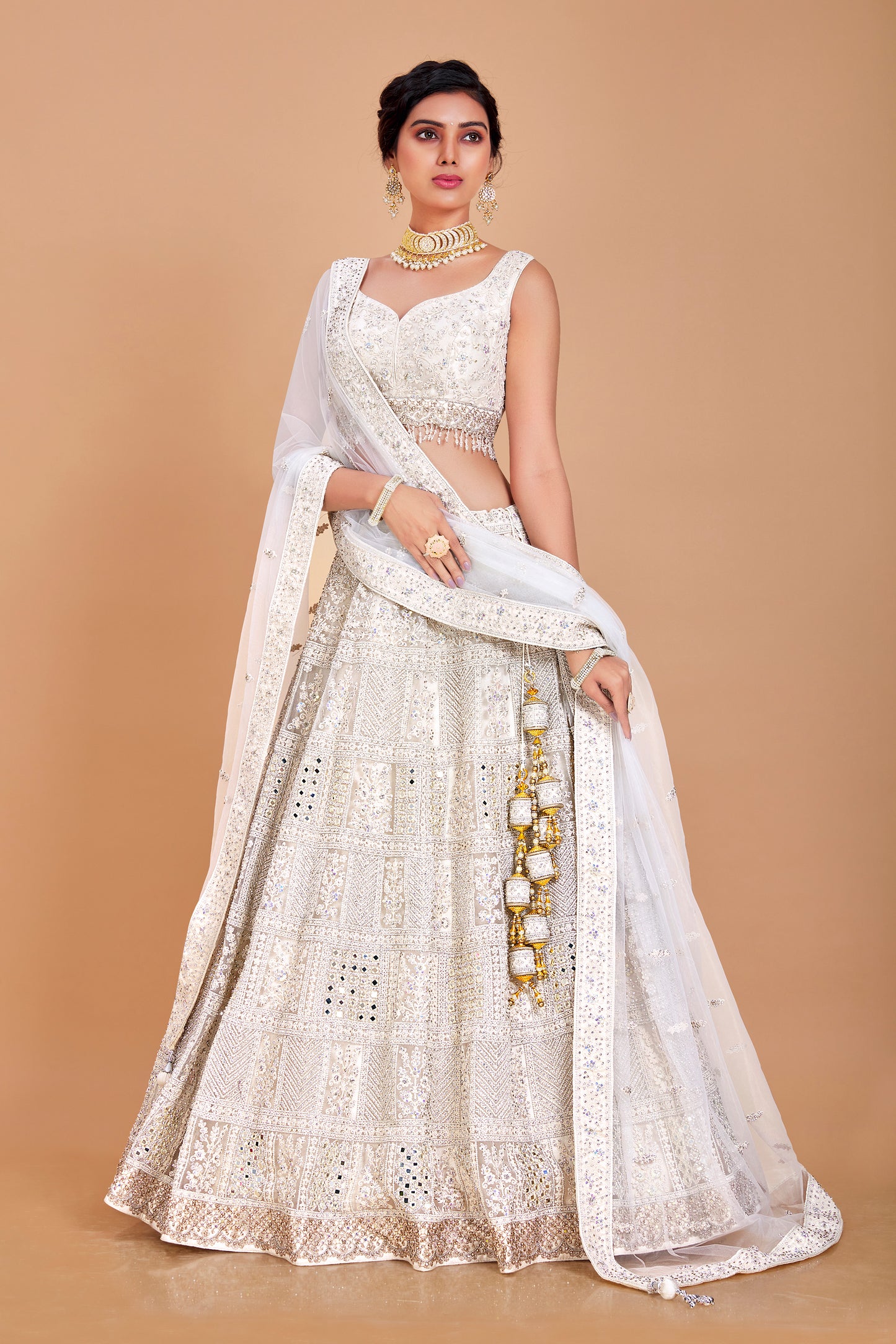 White Embroidered Lehenga