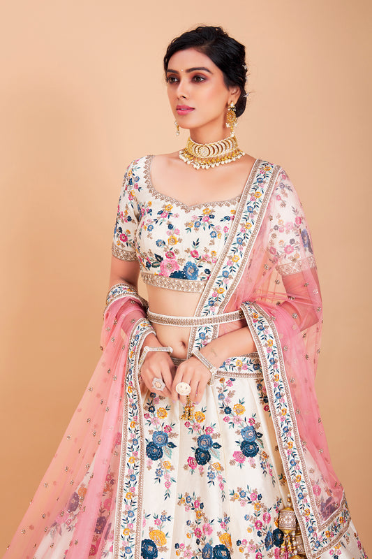 Multicolored Floral Embroidered Lehenga