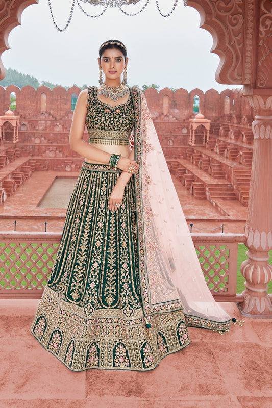 Dark Green Dreamy Bridal Lehenga