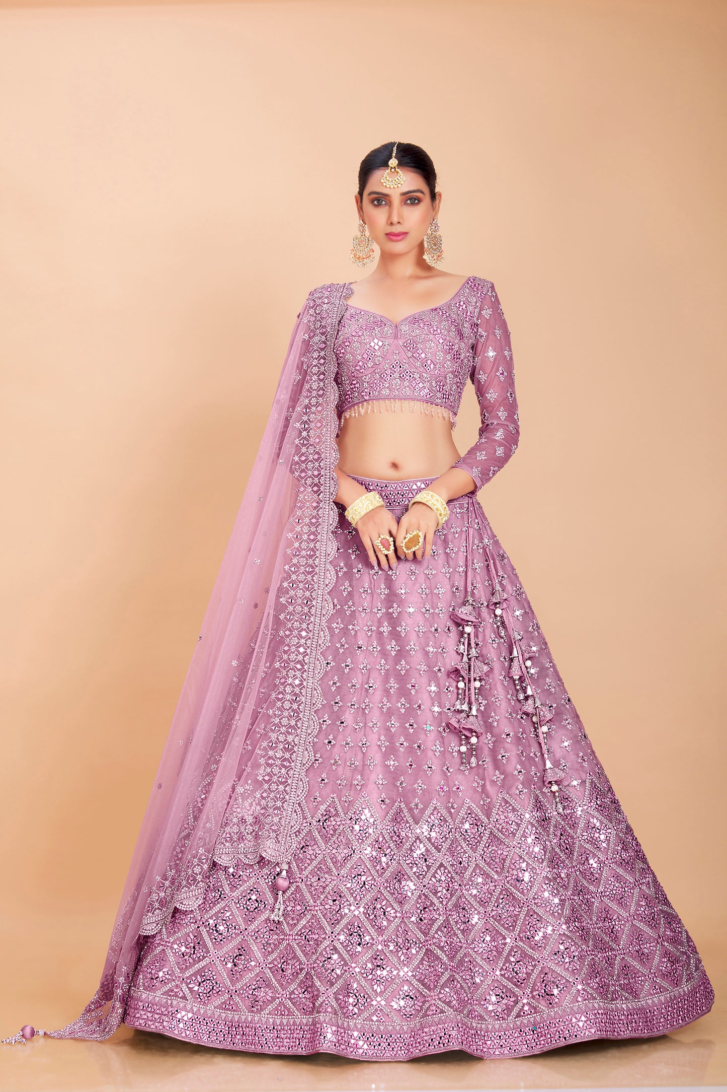 Deep Lilac Embroidered Lehenga