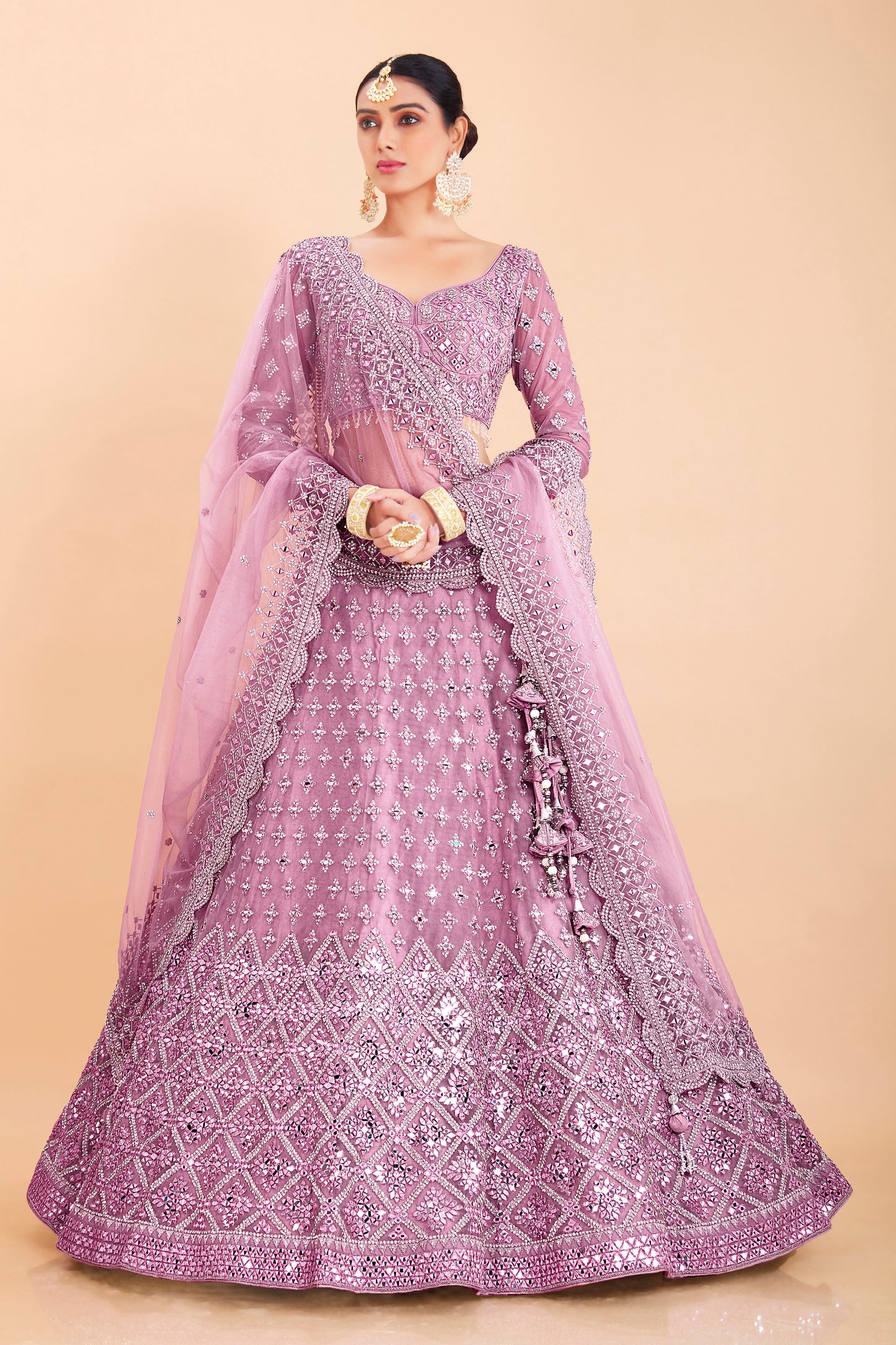 Deep Lilac Embroidered Lehenga