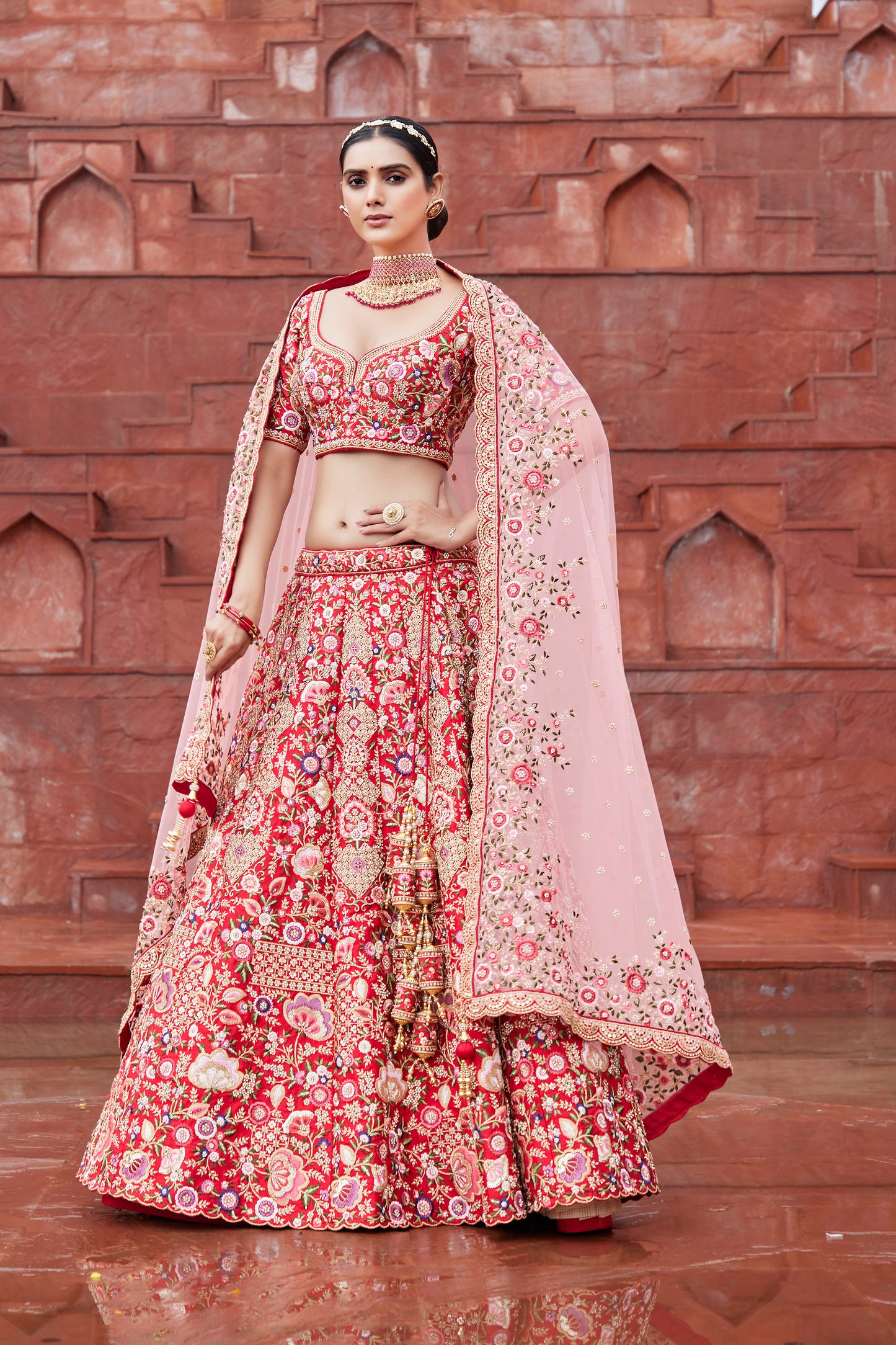 Deep Red Dreamy Bridal Lehenga