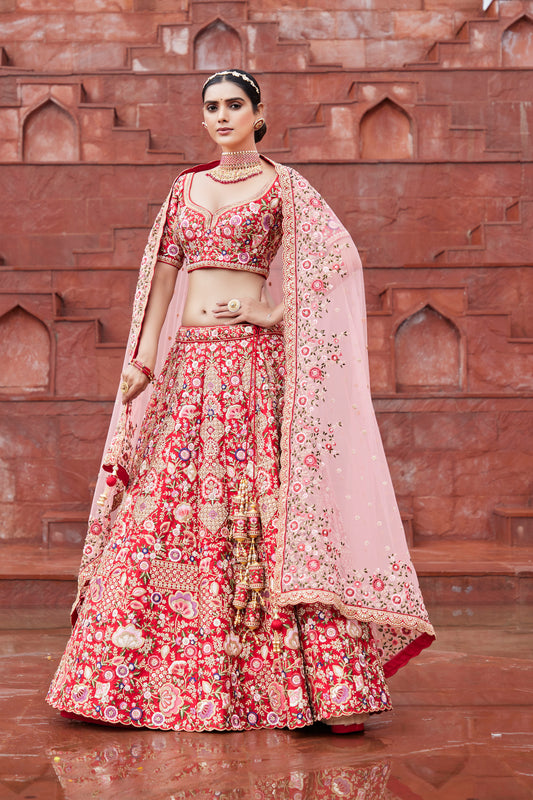 Deep Red Dreamy Bridal Lehenga