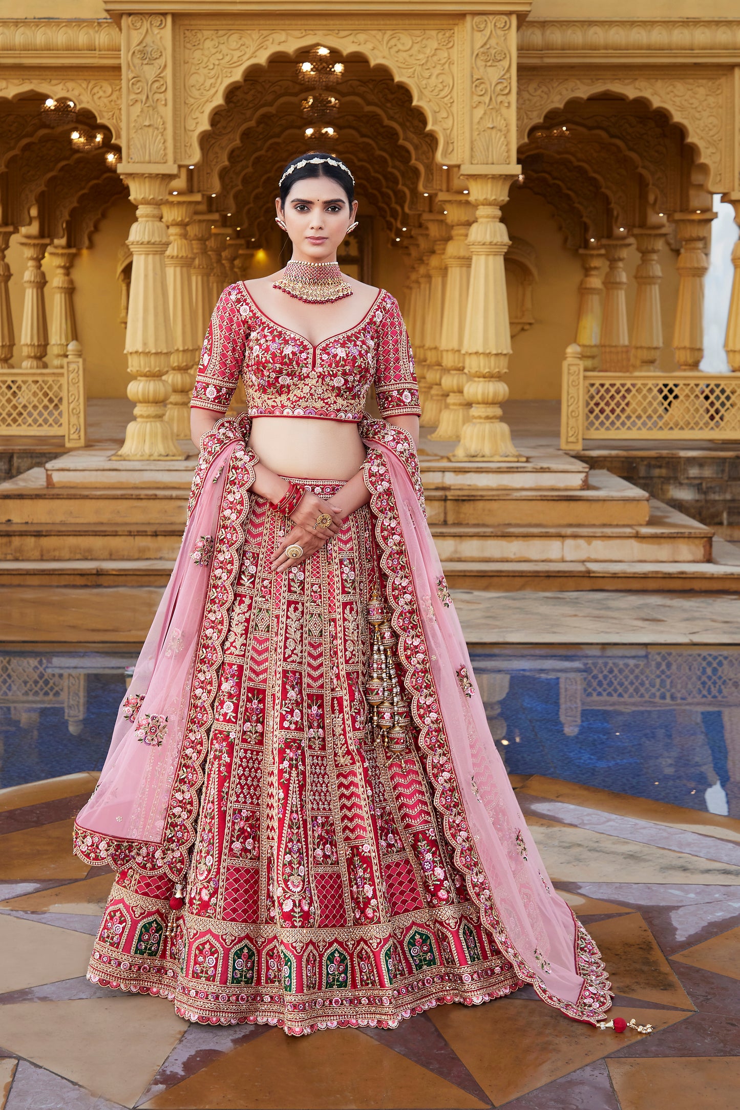 Barn Red Dreamy Bridal Lehenga