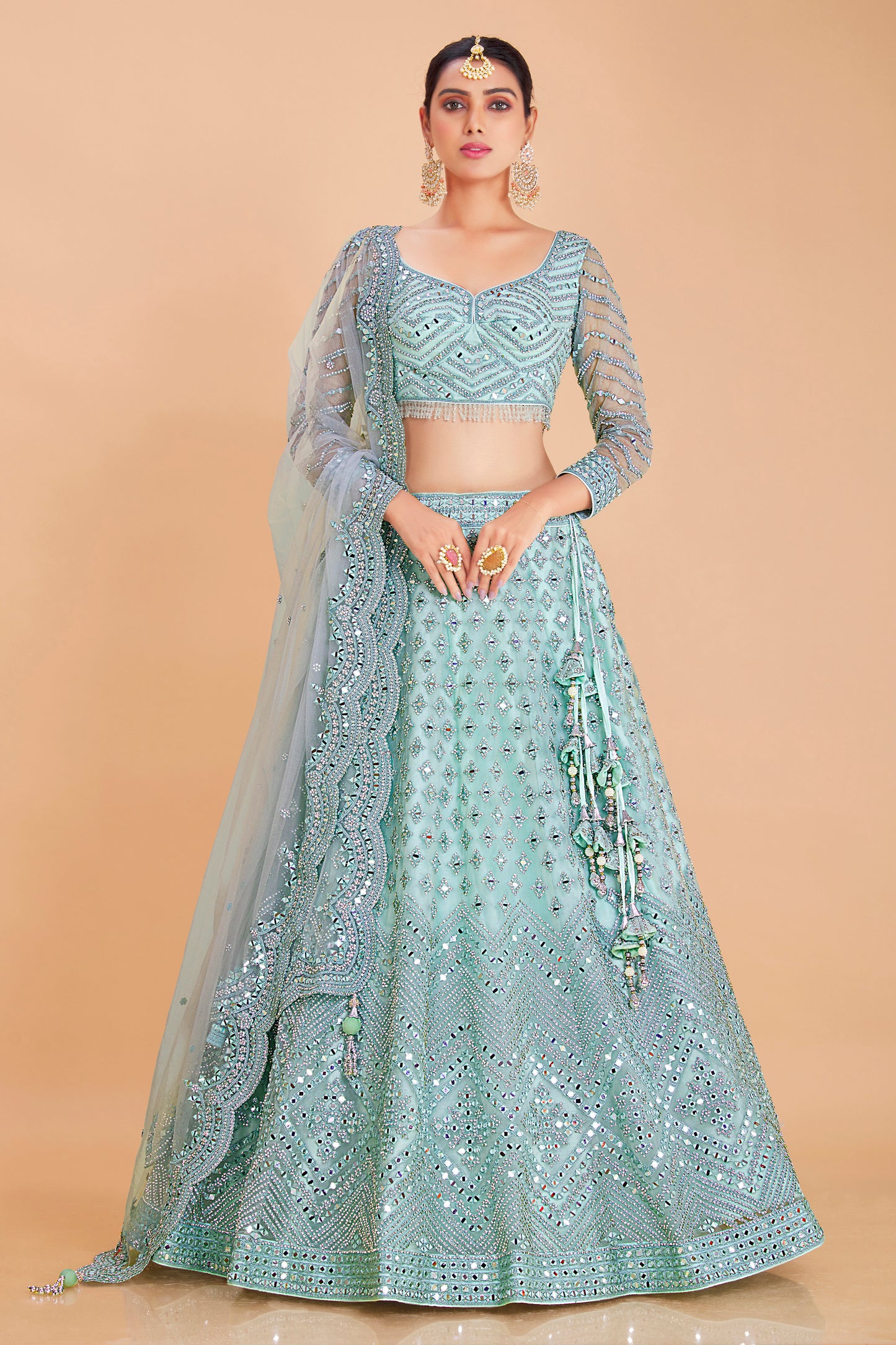 Pastel Blue Embroidered Lehenga