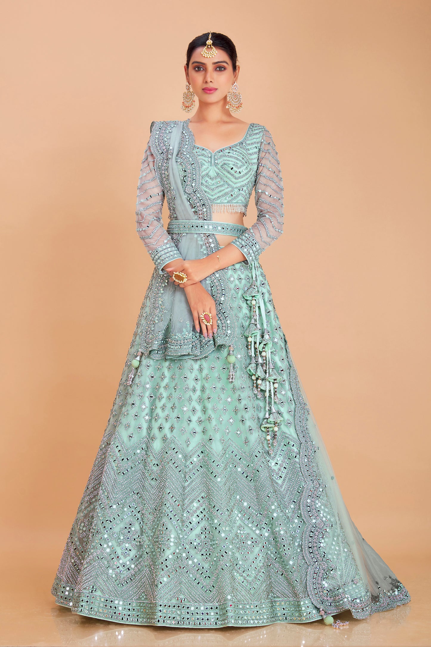 Pastel Blue Embroidered Lehenga