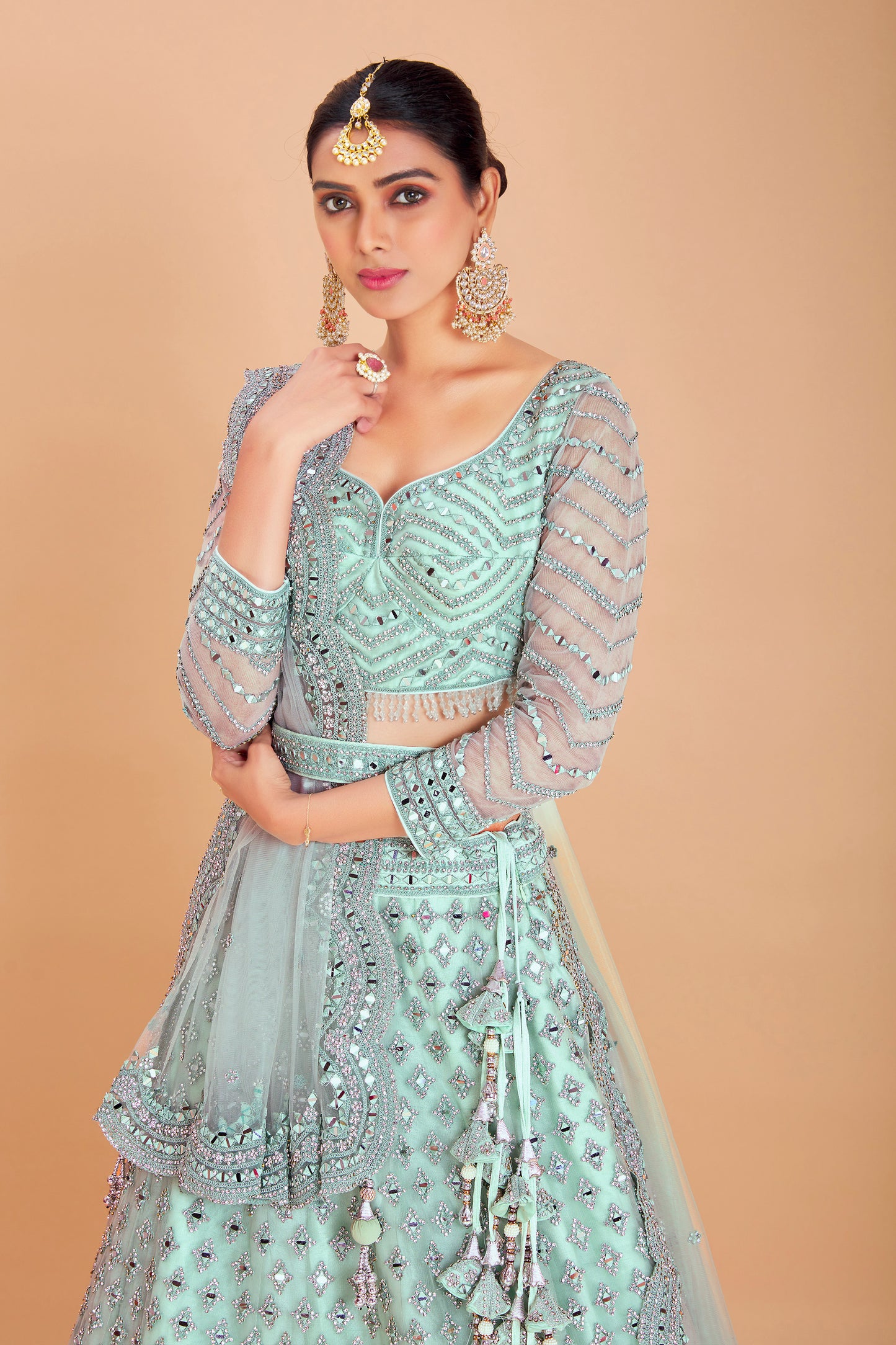 Pastel Blue Embroidered Lehenga