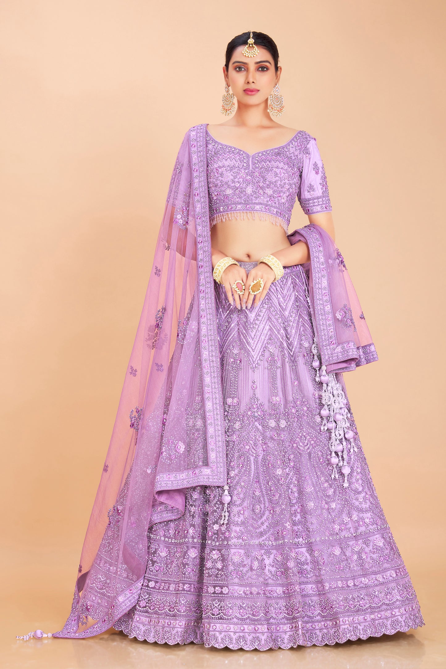 Lavender Embroidered Lehenga