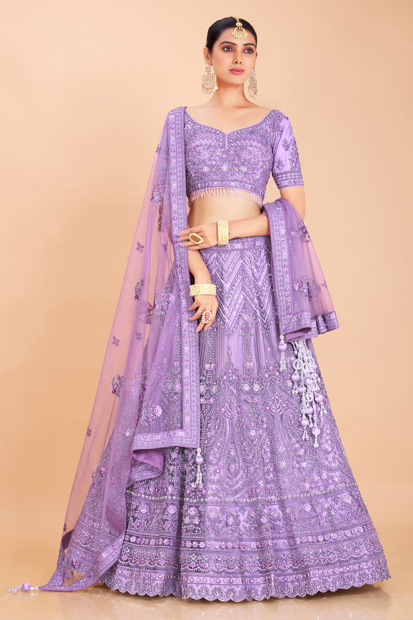 Lavender Embroidered Lehenga