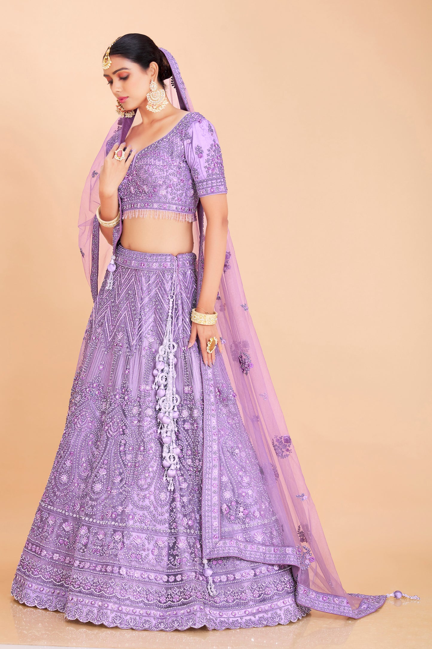 Lavender Embroidered Lehenga