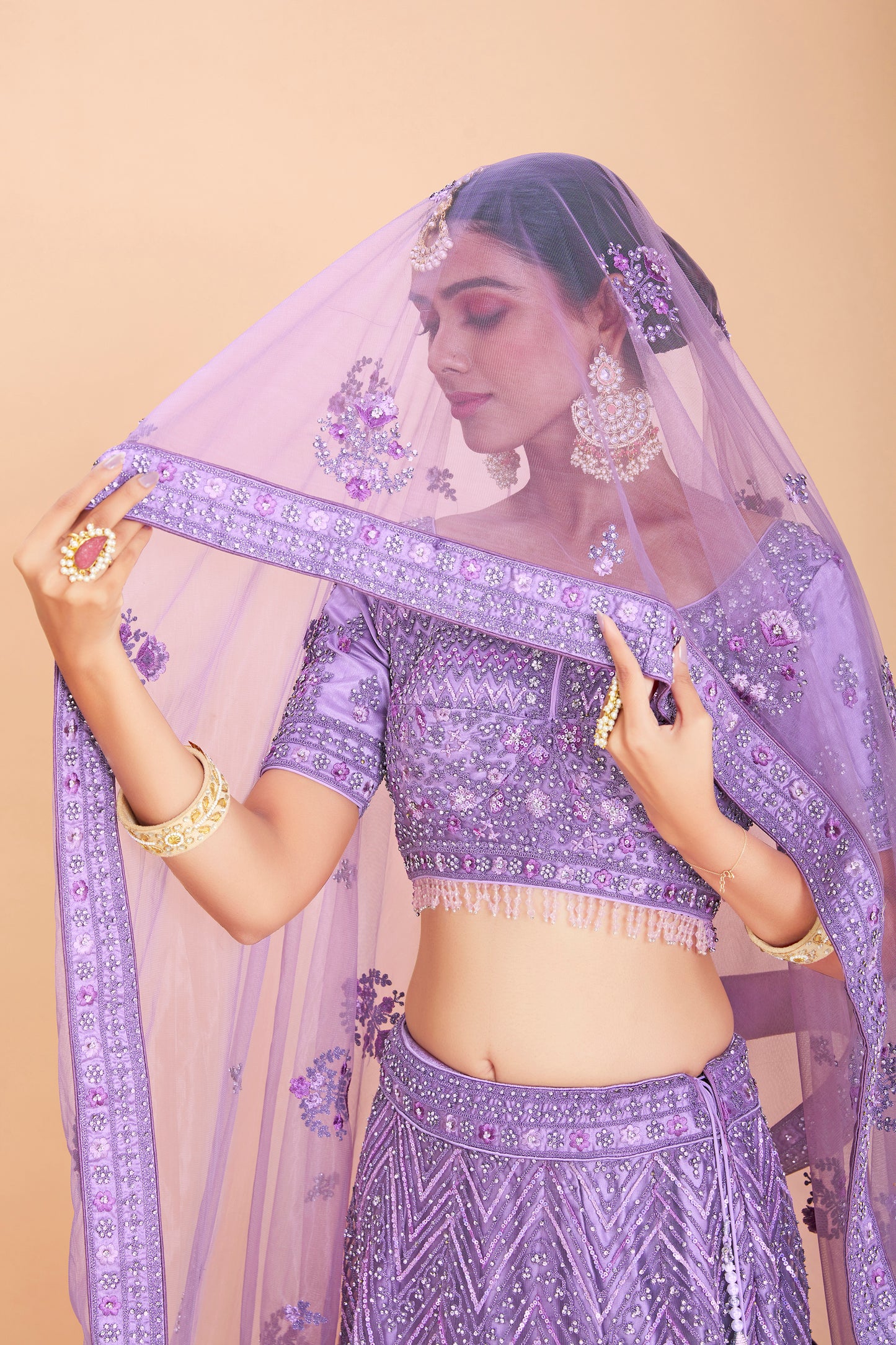 Lavender Embroidered Lehenga