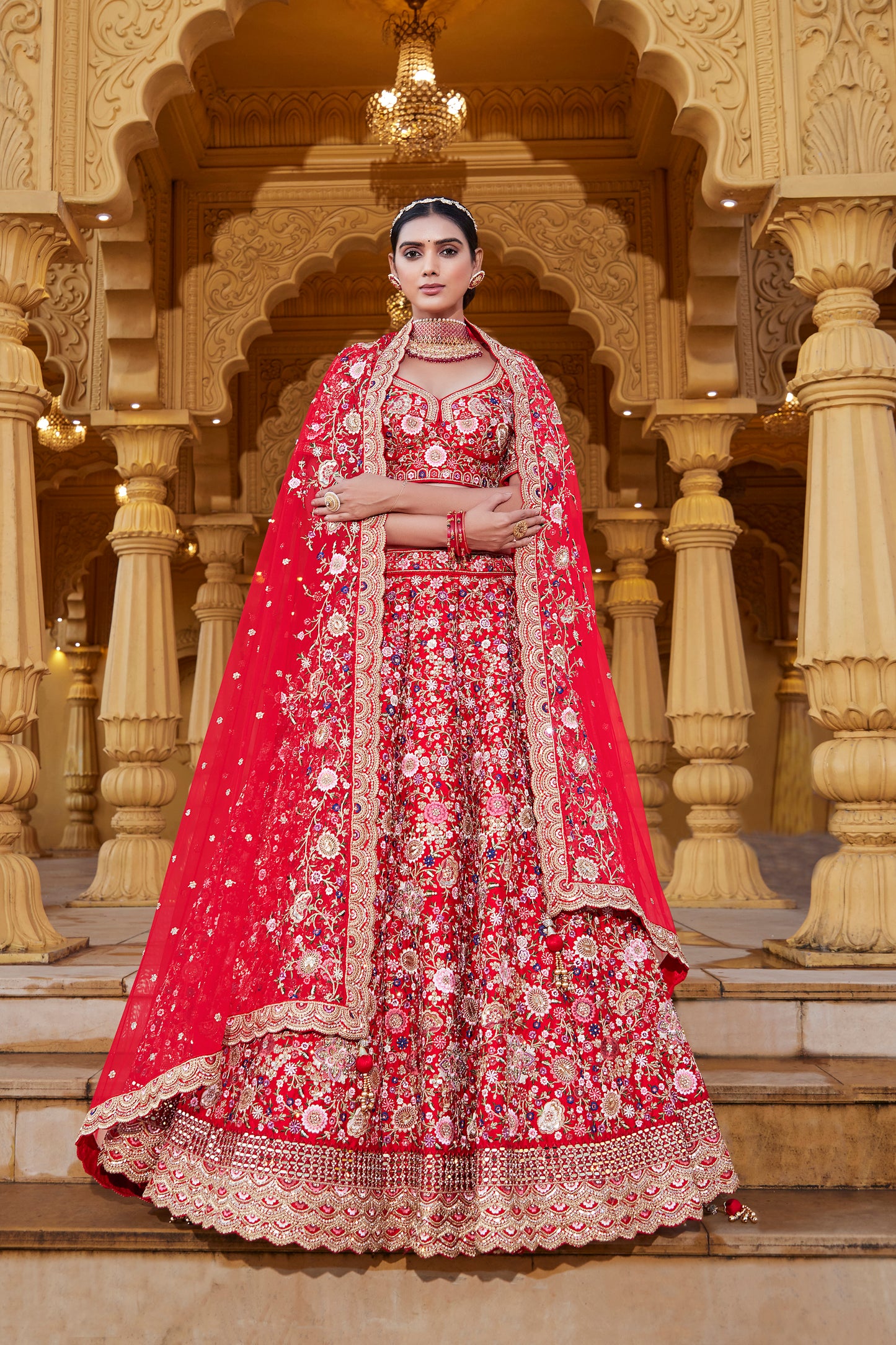 Pure Red Dreamy Bridal Lehenga