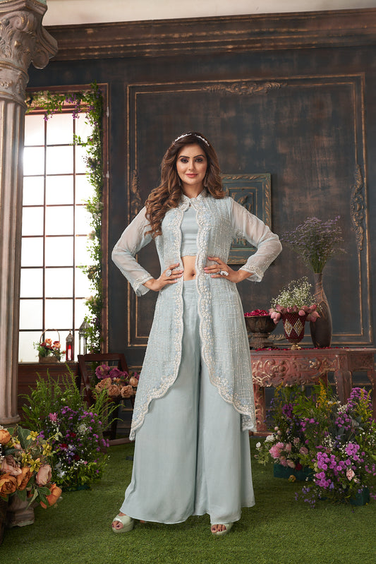 Grey Indowestern Garara