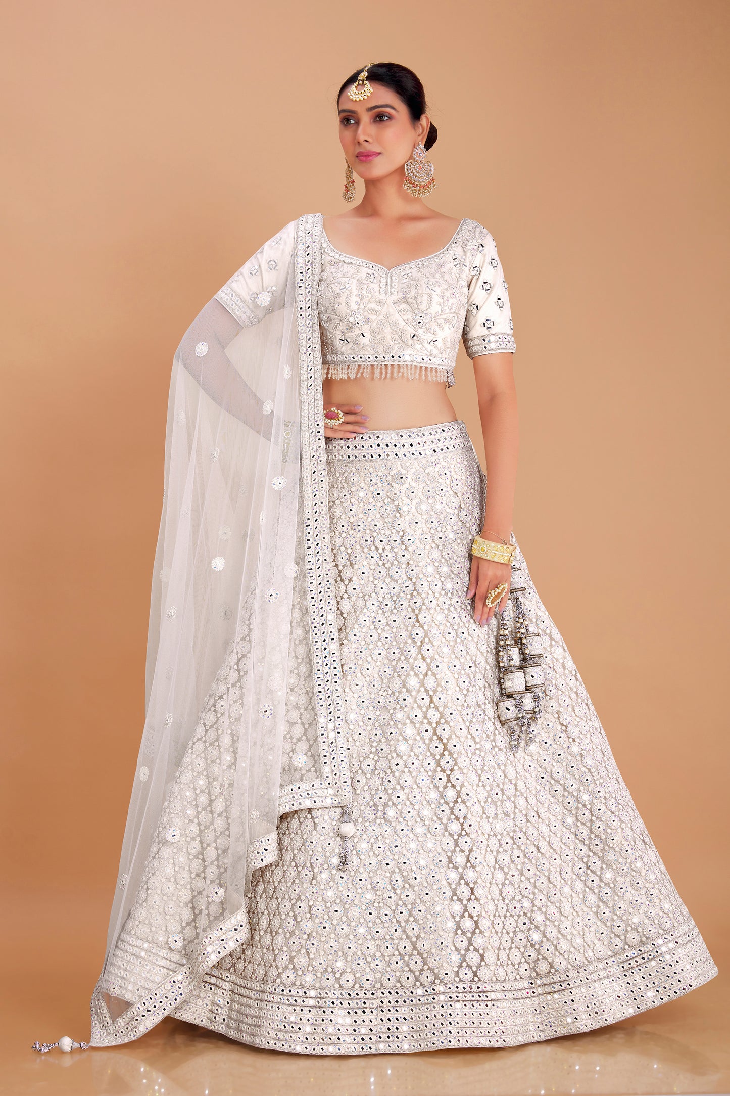 Pure White Embroidered Lehenga