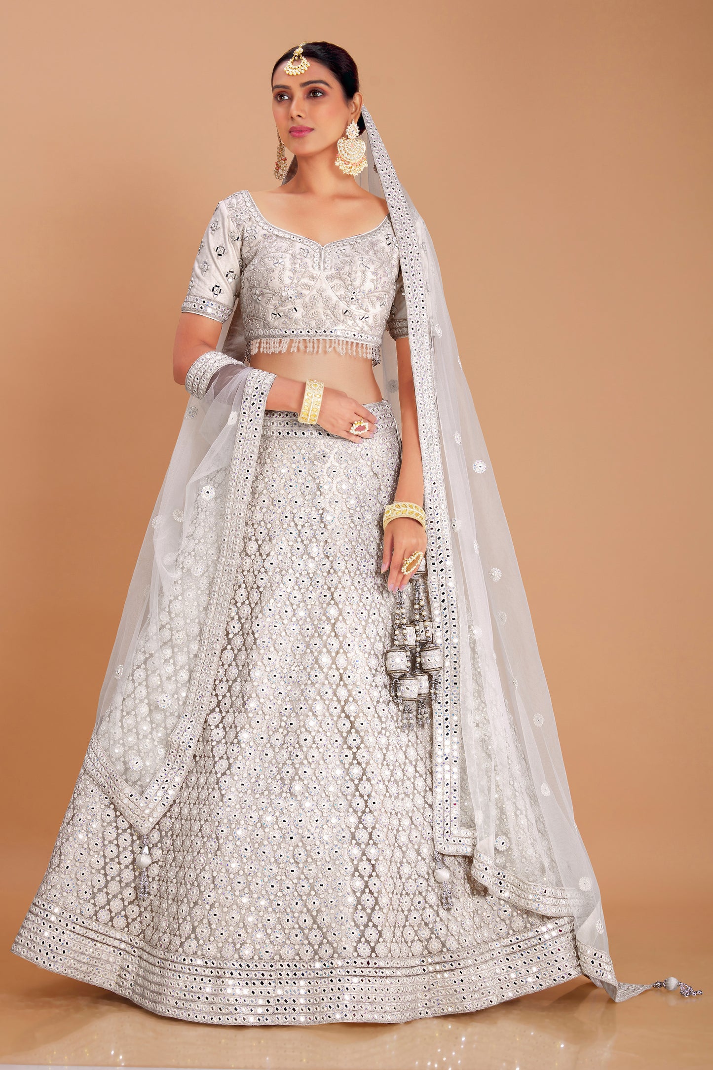 Pure White Embroidered Lehenga