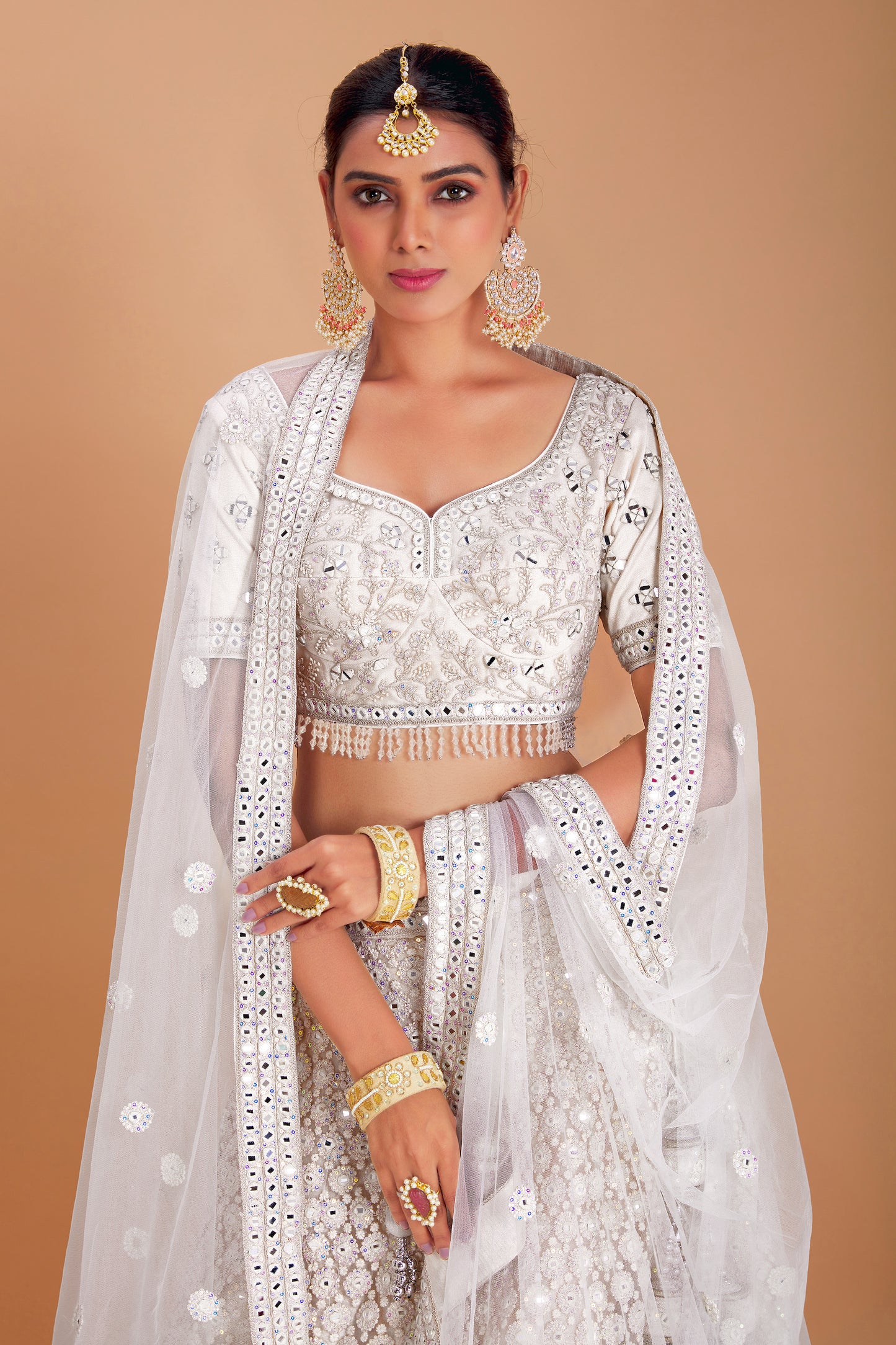 Pure White Embroidered Lehenga