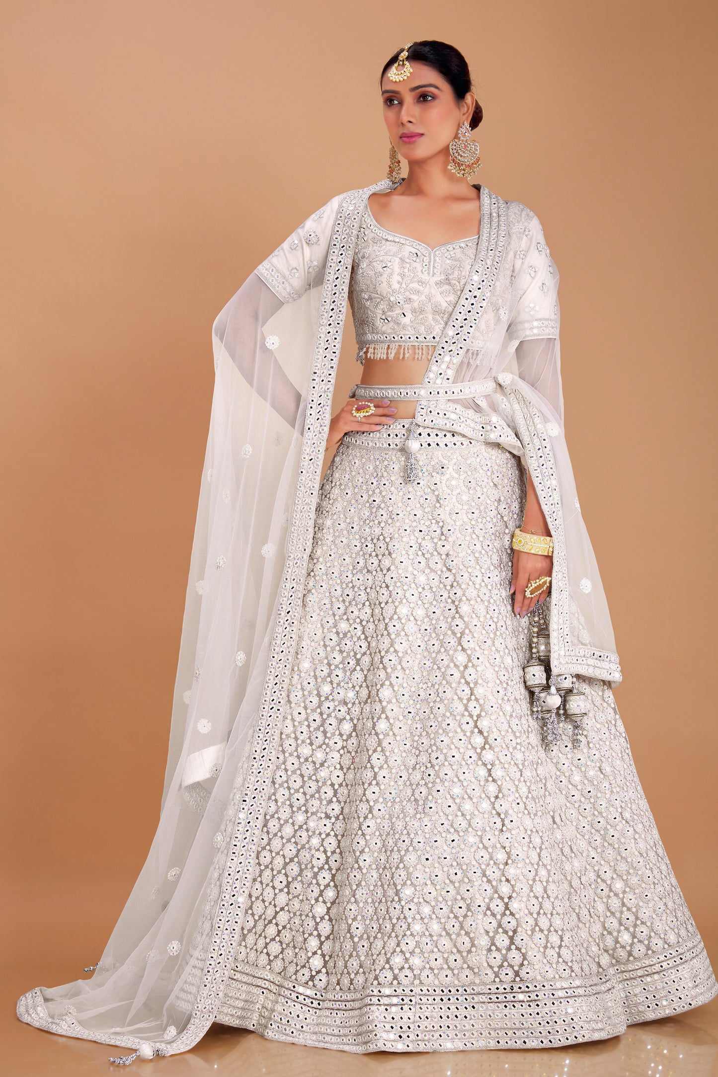 Pure White Embroidered Lehenga