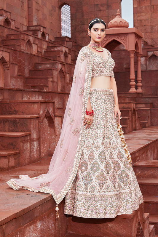 Cream Pink Dreamy Bridal Lehenga