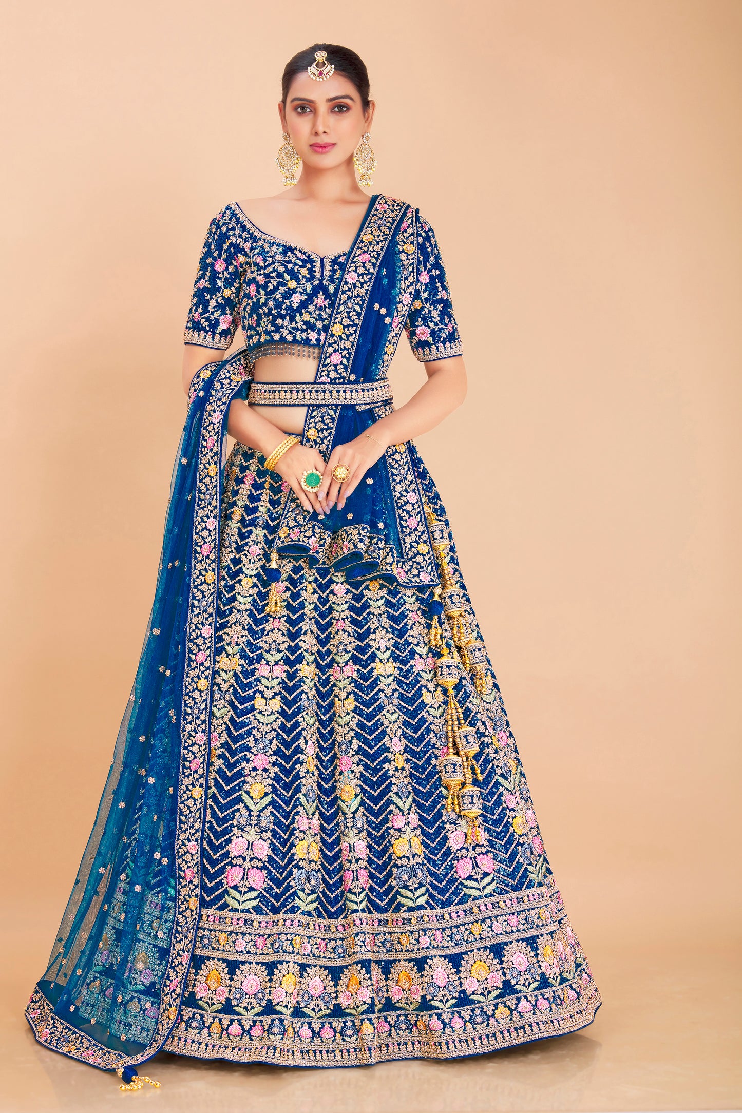 Navy Blue Embroidered Lehenga