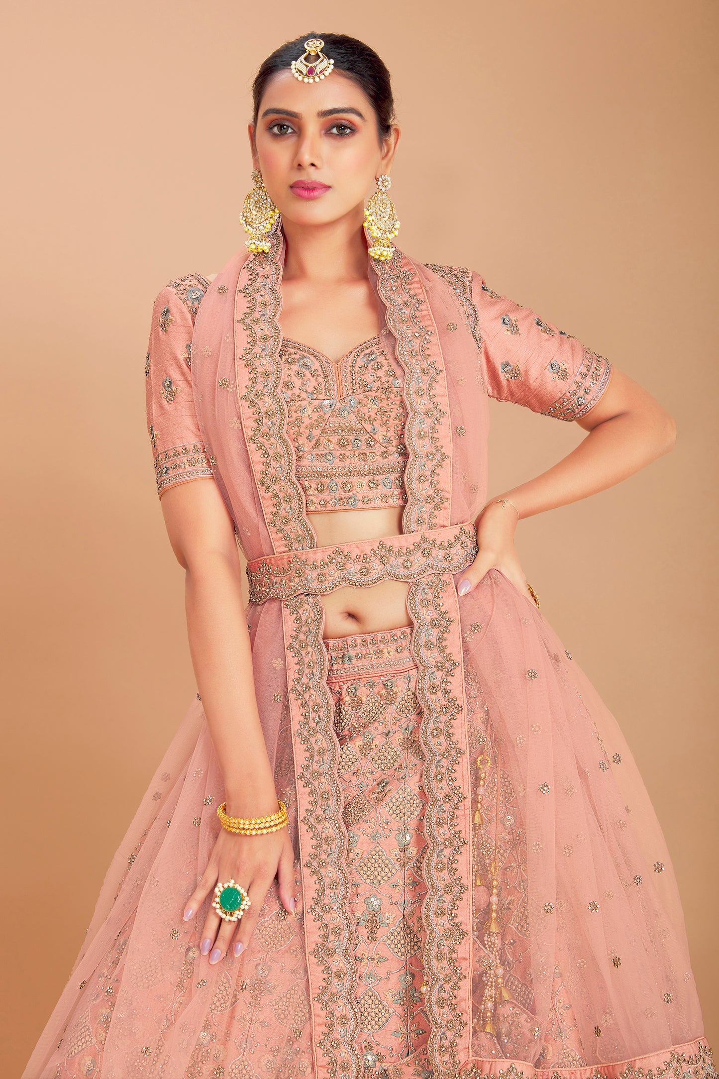 Pastel Pink Embroidered Lehenga