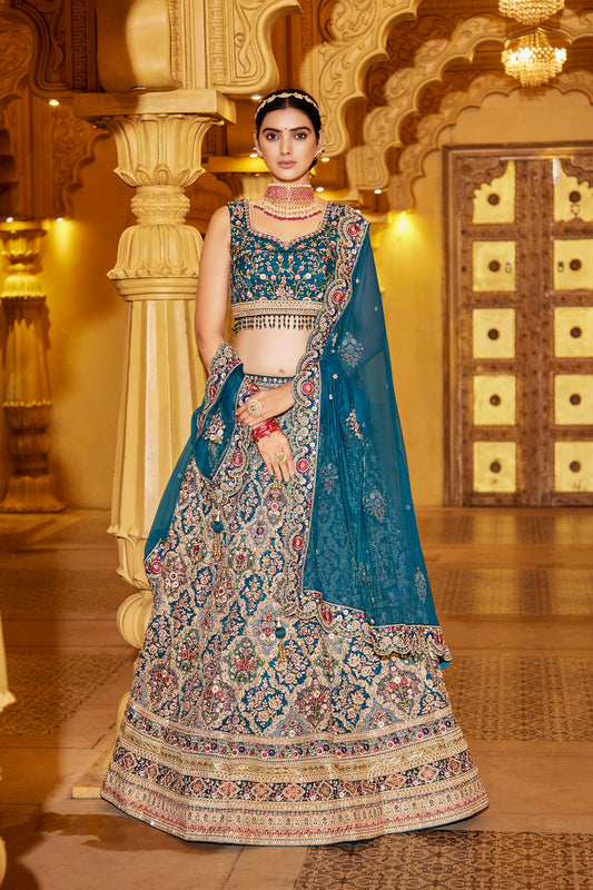 Peacock Green Dreamy Bridal Lehenga