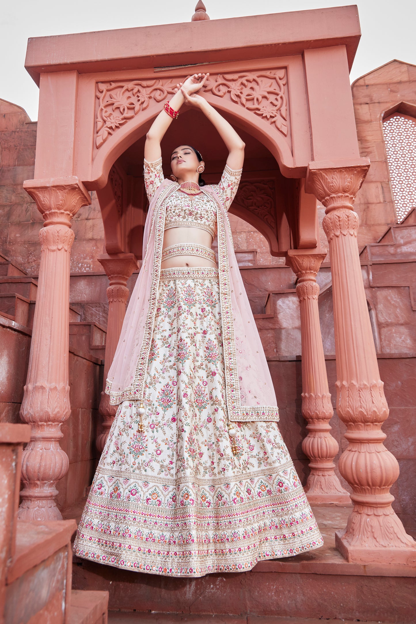 Creamy Pastel Bridal Lehenga