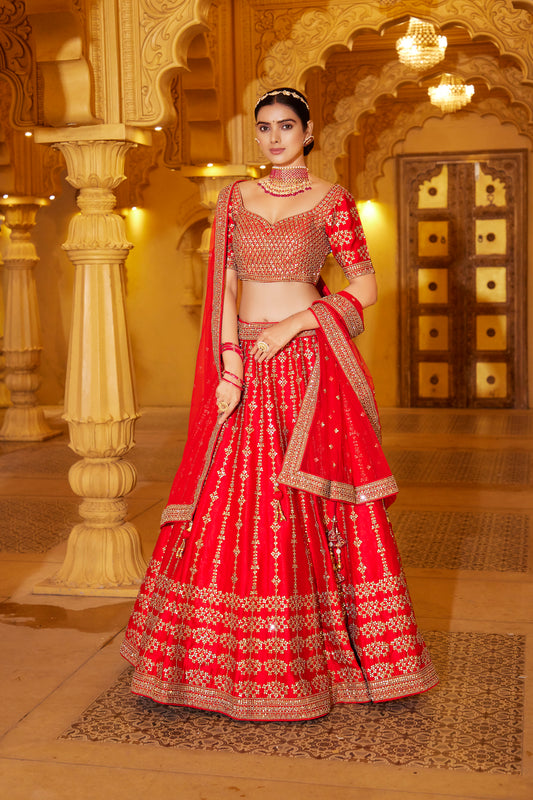 Red Dreamy Bridal Lehenga