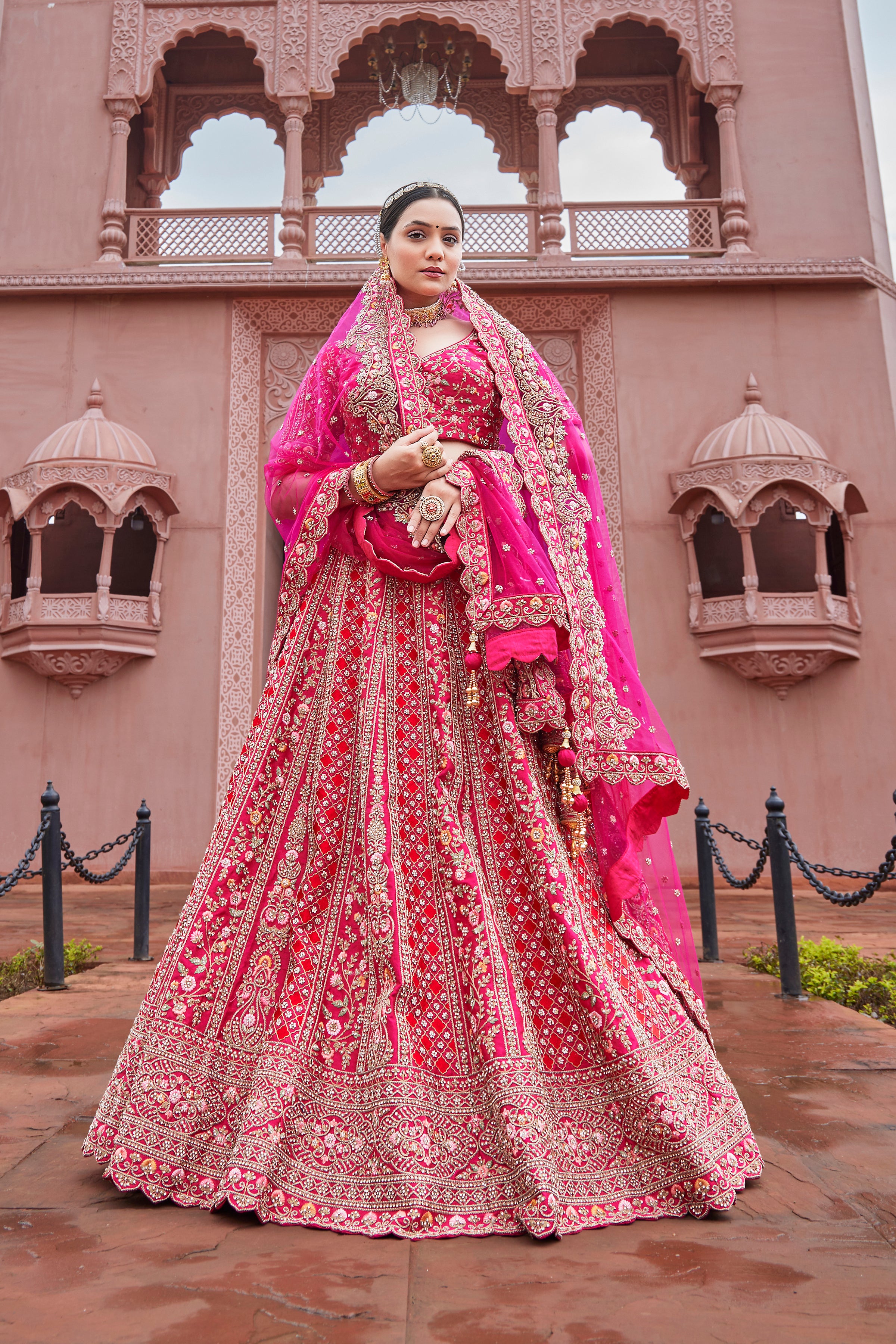 Fuchsia Pink Lehenga and Blouse – Estie Couture