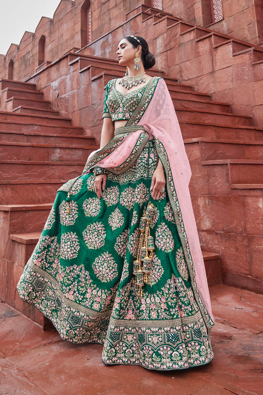 Deep Green Dreamy Bridal Lehenga