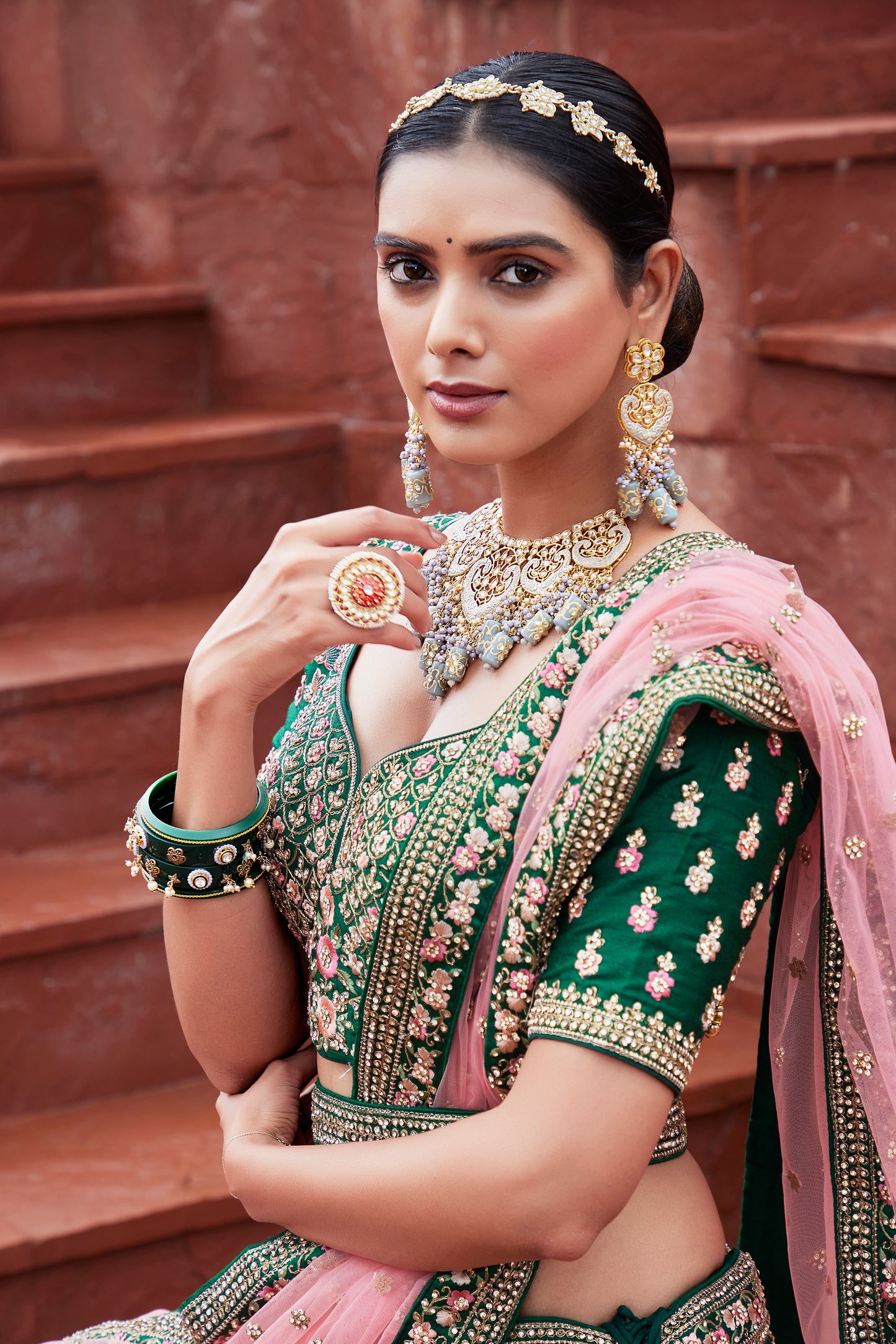 Deep Green Dreamy Bridal Lehenga